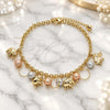 Oro Laminado Charm Bracelet, Gold Filled Style Elephant and Ball Design, Matte Finish, Tricolor, 03.331.0193.09 (04 MM Thickness, 9 Inches Length)