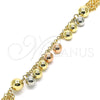 Oro Laminado Charm Bracelet, Gold Filled Style Ball Design, Polished, Tricolor, 03.331.0194.08 (03 MM Thickness, 8 Inches Length)
