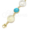 Oro Laminado Fancy Bracelet, Gold Filled Style with Turquoise Opal, Polished, Golden Finish, 03.331.0197.07 (14 MM Thickness, 7 Inches Length)