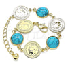 Oro Laminado Fancy Bracelet, Gold Filled Style with Turquoise Opal, Polished, Golden Finish, 03.331.0197.07 (14 MM Thickness, 7 Inches Length)
