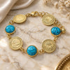 Oro Laminado Fancy Bracelet, Gold Filled Style with Turquoise Opal, Polished, Golden Finish, 03.331.0197.07 (14 MM Thickness, 7 Inches Length)
