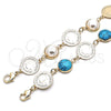 Oro Laminado Fancy Bracelet, Gold Filled Style with Turquoise Opal, Polished, Golden Finish, 03.331.0197.07 (14 MM Thickness, 7 Inches Length)
