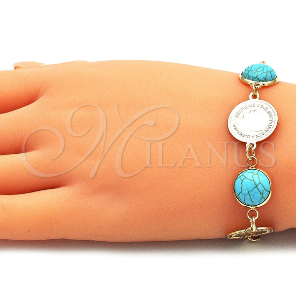 Gold Filled Bracelet — Fancy Bracelet with Light Turquoise Opal Polished 03. — alternate product view — SKU 142808 | Oro Laminado brazalete — elegante Bracelet with Light Turquoise Opal pulido 03. — SKU 142808