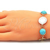 Oro Laminado Fancy Bracelet, Gold Filled Style with Light Turquoise Opal, Polished, Golden Finish, 03.331.0197.1.07 (14 MM Thickness, 7 Inches Length)