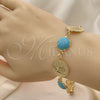 Oro Laminado Fancy Bracelet, Gold Filled Style with Light Turquoise Opal, Polished, Golden Finish, 03.331.0197.1.07 (14 MM Thickness, 7 Inches Length)