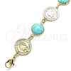 Oro Laminado Fancy Bracelet, Gold Filled Style with Light Turquoise Opal, Polished, Golden Finish, 03.331.0197.1.07 (14 MM Thickness, 7 Inches Length)