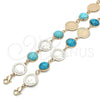 Oro Laminado Fancy Bracelet, Gold Filled Style with Light Turquoise Opal, Polished, Golden Finish, 03.331.0197.1.07 (14 MM Thickness, 7 Inches Length)