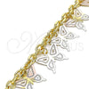 Oro Laminado Charm Bracelet, Gold Filled Style Butterfly Design, Polished, Tricolor, 03.331.0198.08 (06 MM Thickness, 8 Inches Length)
