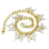 Oro Laminado Charm Bracelet, Gold Filled Style Butterfly Design, Polished, Tricolor, 03.331.0198.08 (06 MM Thickness, 8 Inches Length)