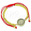 Oro Laminado Adjustable Bolo Bracelet, Gold Filled Style Evil Eye and Ball Design, with Multicolor Micro Pave, Polished, Golden Finish, 03.381.0002.11 (04 MM Thickness, 11 Inches Length)