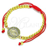 Oro Laminado Adjustable Bolo Bracelet, Gold Filled Style Evil Eye and Ball Design, with Multicolor Micro Pave, Polished, Golden Finish, 03.381.0002.11 (04 MM Thickness, 11 Inches Length)