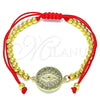 Oro Laminado Adjustable Bolo Bracelet, Gold Filled Style Evil Eye and Ball Design, with Multicolor Micro Pave, Polished, Golden Finish, 03.381.0002.11 (04 MM Thickness, 11 Inches Length)