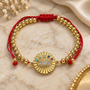 Oro Laminado Adjustable Bolo Bracelet, Gold Filled Style Evil Eye and Ball Design, with Multicolor Cubic Zirconia and White Micro Pave, Polished, Golden Finish, 03.381.0003.11 (04 MM Thickness, 11 Inches Length)