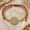 Oro Laminado Adjustable Bolo Bracelet, Gold Filled Style Hand of God and Anchor Design, with White Micro Pave, Polished, Golden Finish, 03.381.0005.10 (04 MM Thickness, 10 Inches Length)