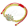 Oro Laminado Adjustable Bolo Bracelet, Gold Filled Style Evil Eye and Ball Design, with Multicolor Micro Pave, Polished, Golden Finish, 03.381.0006.11 (04 MM Thickness, 11 Inches Length)