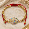 Oro Laminado Adjustable Bolo Bracelet, Gold Filled Style Evil Eye and Ball Design, with Multicolor Micro Pave, Polished, Golden Finish, 03.381.0006.11 (04 MM Thickness, 11 Inches Length)