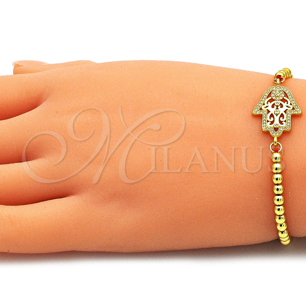 Gold Filled Bracelet — Adjustable Bolo Bracelet Judaica and Hand of God — alternate product view — SKU 142827 | Oro Laminado brazalete — Adjustable Bolo Bracelet Judaica and Hand of God — SKU 142827
