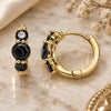 Oro Laminado Huggie Hoop, Gold Filled Style with Black Cubic Zirconia, Polished, Golden Finish, 02.210.0490.4.15