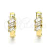 Oro Laminado Huggie Hoop, Gold Filled Style with White Cubic Zirconia, Polished, Golden Finish, 02.210.0492.15