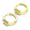 Oro Laminado Huggie Hoop, Gold Filled Style with White Cubic Zirconia, Polished, Golden Finish, 02.210.0492.15