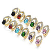 Oro Laminado Huggie Hoop, Gold Filled Style Teardrop Design, with Amethyst Cubic Zirconia and White Micro Pave, Polished, Golden Finish, 02.210.0493.2.15