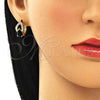 Oro Laminado Huggie Hoop, Gold Filled Style Teardrop Design, with Black Cubic Zirconia and White Micro Pave, Polished, Golden Finish, 02.210.0493.5.15