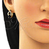 Oro Laminado Huggie Hoop, Gold Filled Style Teardrop Design, with Black Cubic Zirconia and White Micro Pave, Polished, Golden Finish, 02.210.0493.5.15