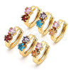 Oro Laminado Huggie Hoop, Gold Filled Style Star Design, with Amethyst and Aqua Blue Cubic Zirconia, Polished, Golden Finish, 02.210.0495.1.15