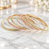 Gold Plated Semanario Bangle, Diamond Cutting Finish, Tricolor, 07.07.0001.05 (04 MM Thickness, Size 5 (2.50 Diameter))