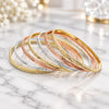 Gold Plated Semanario Bangle, Diamond Cutting Finish, Tricolor, 07.07.0002.05 (04 MM Thickness, Size 5 (2.50 Diameter))