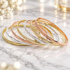 Gold Plated Semanario Bangle, Diamond Cutting Finish, Tricolor, 07.07.0003.05 (04 MM Thickness, Size 5 (2.50 Diameter))