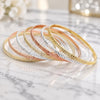 Gold Plated Semanario Bangle, Diamond Cutting Finish, Tricolor, 07.07.0004.05 (04 MM Thickness, Size 5 (2.50 Diameter))