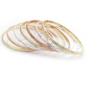 Gold Plated Jewelry — Semanario Bangle Diamond Cutting Tricolor 07.07. 04 MM — main product view — SKU 142874 | Chapa de Oro joyería — Semanario Bangle Diamond Cutting Tricolor 07.07. 04 MM — SKU 142874