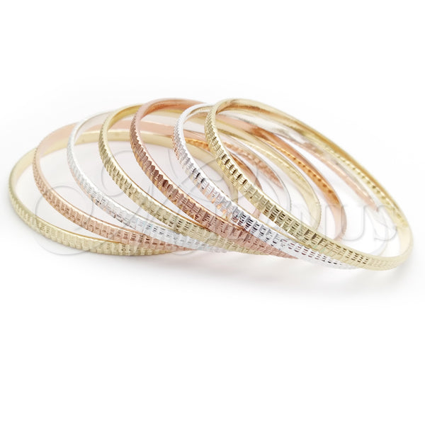 Gold Plated Jewelry — Semanario Bangle Diamond Cutting Tricolor 07.07. 04 MM — main product view — SKU 142874 | Chapa de Oro joyería — Semanario Bangle Diamond Cutting Tricolor 07.07. 04 MM — SKU 142874