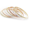 Gold Plated Semanario Bangle, Diamond Cutting Finish, Tricolor, 07.07.0004.05 (04 MM Thickness, Size 5 (2.50 Diameter))