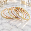 Gold Plated Semanario Bangle, Diamond Cutting Finish, Tricolor, 07.07.0007.05 (04 MM Thickness, Size 5 (2.50 Diameter))