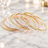 Gold Plated Semanario Bangle, Diamond Cutting Finish, Tricolor, 07.07.0008.05 (04 MM Thickness, Size 5 (2.50 Diameter))