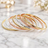 Gold Plated Semanario Bangle, Diamond Cutting Finish, Tricolor, 07.07.0009.05 (04 MM Thickness, Size 5 (2.50 Diameter))