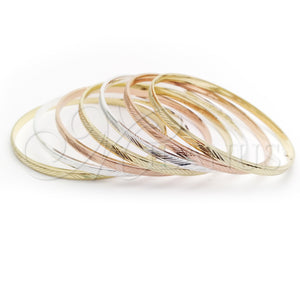 Gold Plated Jewelry — Semanario Bangle Diamond Cutting Tricolor 07.07. 04 MM — main product view — SKU 142879 | Chapa de Oro joyería — Semanario Bangle Diamond Cutting Tricolor 07.07. 04 MM — SKU 142879