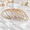 Gold Plated Semanario Bangle, Diamond Cutting Finish, Tricolor, 07.07.0010.05 (04 MM Thickness, Size 5 (2.50 Diameter))