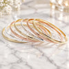 Gold Plated Semanario Bangle, Diamond Cutting Finish, Tricolor, 07.07.0012.06 (04 MM Thickness, Size 6 (2.75 Diameter))