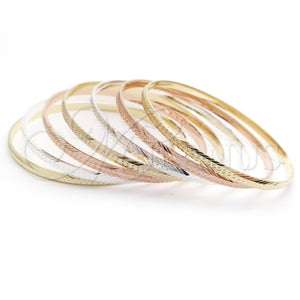 Gold Plated Jewelry — Semanario Bangle Diamond Cutting Tricolor 07.07. 04 MM — main product view — SKU 142882 | Chapa de Oro joyería — Semanario Bangle Diamond Cutting Tricolor 07.07. 04 MM — SKU 142882