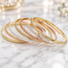 Gold Plated Semanario Bangle, Diamond Cutting Finish, Tricolor, 07.07.0018.06 (04 MM Thickness, Size 6 (2.75 Diameter))