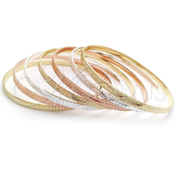 Gold Plated Jewelry — Semanario Bangle Diamond Cutting Tricolor 07.07. 04 MM — main product view — SKU 142888 | Chapa de Oro joyería — Semanario Bangle Diamond Cutting Tricolor 07.07. 04 MM — SKU 142888