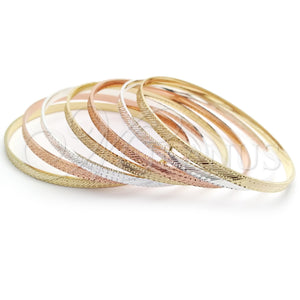 Gold Plated Jewelry — Semanario Bangle Diamond Cutting Tricolor 07.07. 04 MM — main product view — SKU 142888 | Chapa de Oro joyería — Semanario Bangle Diamond Cutting Tricolor 07.07. 04 MM — SKU 142888