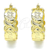 Oro Laminado Medium Hoop, Gold Filled Style Hugs and Kisses Design, Polished, Golden Finish, 02.160.0016.30