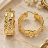 Oro Laminado Medium Hoop, Gold Filled Style Hugs and Kisses Design, Polished, Golden Finish, 02.160.0016.30