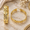 Oro Laminado Large Hoop, Gold Filled Style Hugs and Kisses Design, Polished, Golden Finish, 02.160.0016.50