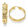Oro Laminado Large Hoop, Gold Filled Style Hugs and Kisses Design, Polished, Golden Finish, 02.160.0016.50