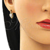 Oro Laminado Small Hoop, Gold Filled Style with White Cubic Zirconia and White Micro Pave, Polished, Golden Finish, 02.210.0498.12